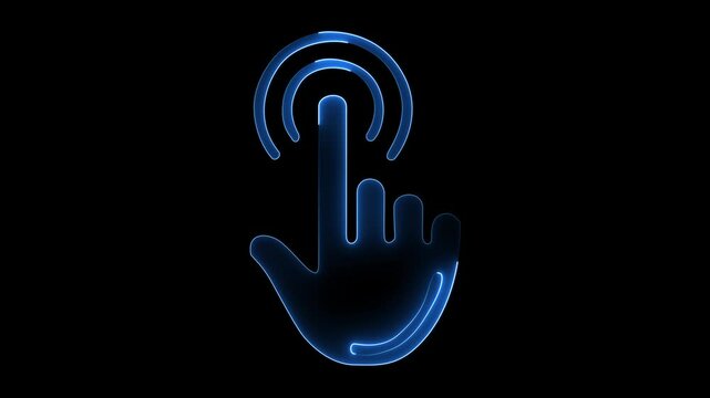 neon Click icon animation with optional luma matte. Alpha Luma Matte included. video..
