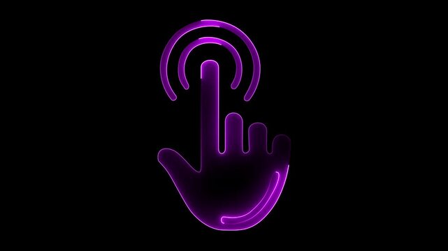 neon Click icon animation with optional luma matte. Alpha Luma Matte included. video..