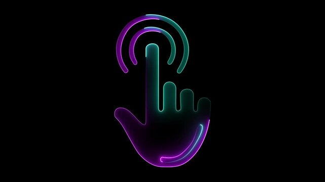 neon Click icon animation with optional luma matte. Alpha Luma Matte included. video..