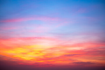 Beautiful , luxury soft gradient orange gold clouds and sunlight on the blue sky perfect for the...
