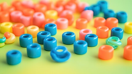 Colorful Craft Beads on Vibrant Background for DIY Projects and Crafts
