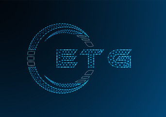 ETG low poly letter logo vector design. ETG lower poly logo design. Low poly logo.