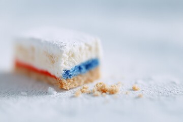 capture close-up of small french flag cake in mid-reveal