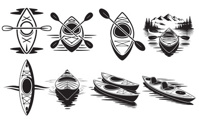 Kayak Canoe Boat silhouette bundle design
