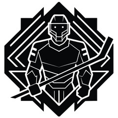 Futuristic Hockey Player Geometric Ice Hockey Icon Design