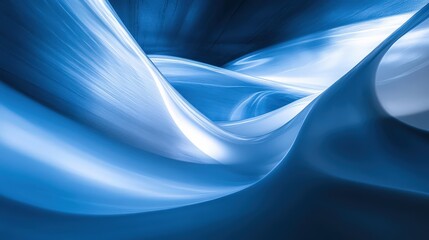 Fototapeta premium Curved Waves of Blue Light Creating a Smooth and Serene Abstract Background for Creative Projects