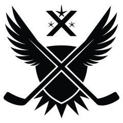 Fototapeta premium Hockey Team Emblem Wings, Sticks, and Shield Design