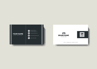  Clean professional business card template, visiting card, business card template, Professional Business Card Design with Blue and Black Accents.