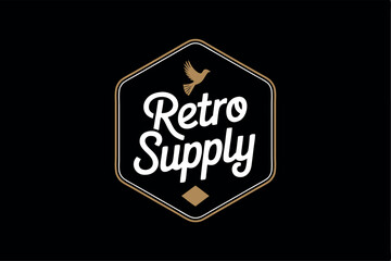 Fototapeta premium Black Hexagonal Badge with White Center