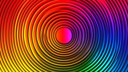 concentric circles radiating like ripples in water, centered in frame with soft shadow effects, gradient rainbow colors symbolize joyful sound, upper half clear for copy sound ripple, concentric 