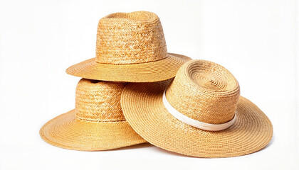 Stylish straw hats arranged beautifully on a transparent background perfect for summer activities and casual outings