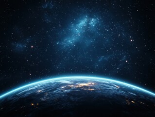 Obraz premium Earth rising in cosmos, glowing