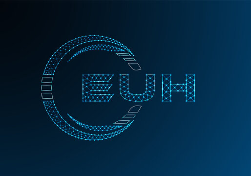 EUH low poly letter logo vector design. EUH lower poly logo design. Low poly logo.