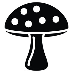 Silhouette Illustration of a Mushroom with White Spots