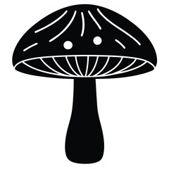 Silhouette of a Mushroom A Simple Black and White Illustration