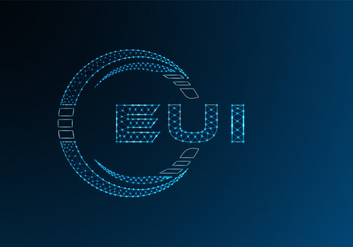 EUI low poly letter logo vector design. EUI lower poly logo design. Low poly logo.