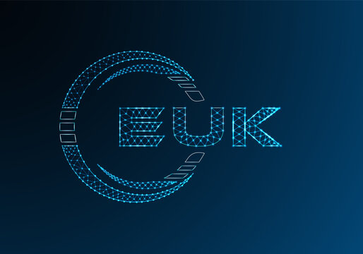 EUK low poly letter logo vector design. EUK lower poly logo design. Low poly logo.