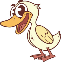 Playful Cartoon Duck Illustration – Bright and Lively Character Design for Children's Media on White Background