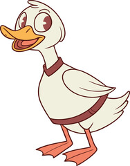 Cheerful Cartoon Duck Illustration – Happy and Engaging Character Design on White Background