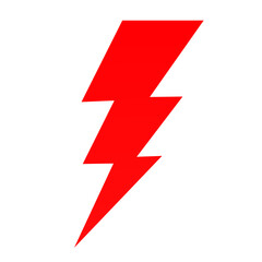 Red Lightning Bolt Icon Energy, Power, Speed, Electricity Symbol, Graphic Design Element