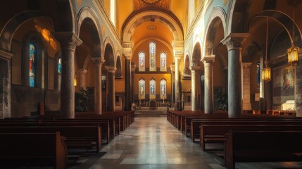 Serene Sanctuary: A Glimpse Inside a Tranquil Church