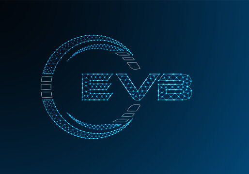 EVB low poly letter logo vector design. EVB lower poly logo design. Low poly logo.