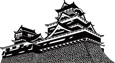 熊本城　天守　白黒シルエット（修正版） © ROKUDANDA