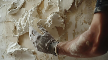 Hand Applying Plaster to a Wall