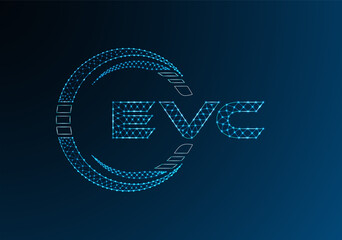 EVC low poly letter logo vector design. EVC lower poly logo design. Low poly logo.