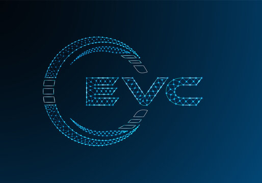 EVC low poly letter logo vector design. EVC lower poly logo design. Low poly logo.