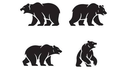 Set of Bear Silhouettes in Different Poses