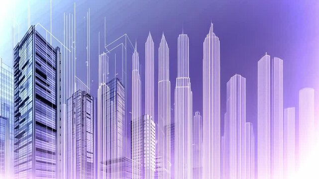 Modern city skyline with digital enhancements creating a futuristic atmosphere