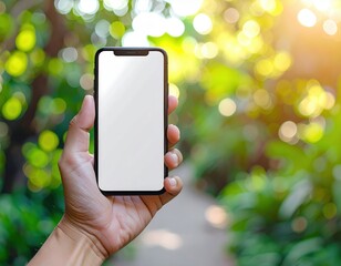 Hand Holding Smartphone With Blank Screen Outdoors