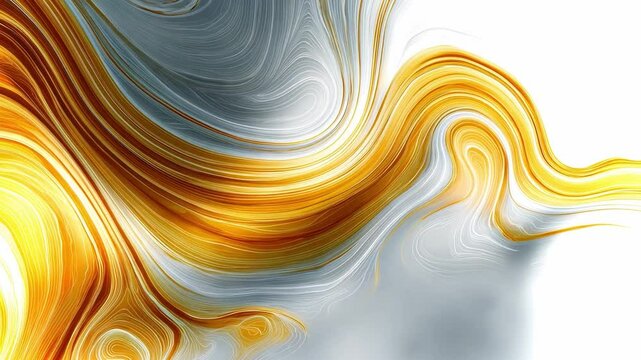 Colorful abstract background with fluid waves in shades of yellow and gray for creative projects