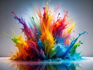 Obraz premium Abstract Colorful Watercolor Paint Splashes Long Exposure Photography