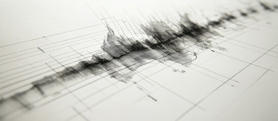 Abstract grayscale waveform on gridded paper.