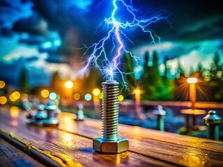 Abstract Electricity Bolt Background Banner: Tilt-Shift Miniature Art