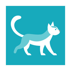 Simple vector illustration of a walking cat in a modern geometric design