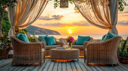 Obraz premium Sunset Beachside Relaxation