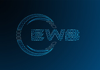 EWB low poly letter logo vector design. EWB lower poly logo design. Low poly logo.