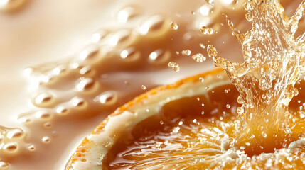 Closeup Orange Slice With Water Splash