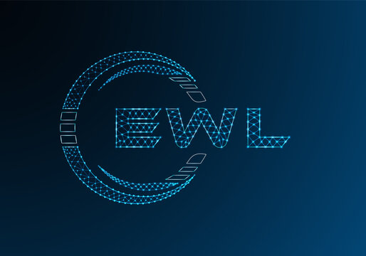EWL low poly letter logo vector design. EWL lower poly logo design. Low poly logo.