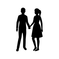 couple holding hands vector silhouette