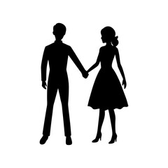 couple holding hands vector silhouette