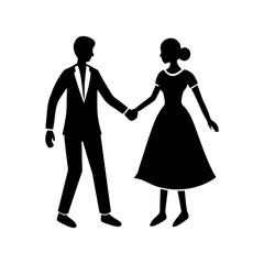 couple holding hands vector silhouette