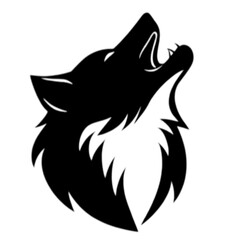 Obraz premium Black wolf silhouette illustration isolated on transparent background