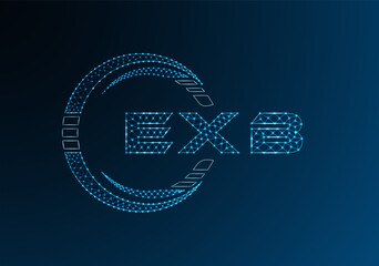 EXB low poly letter logo vector design. EXB lower poly logo design. Low poly logo.
