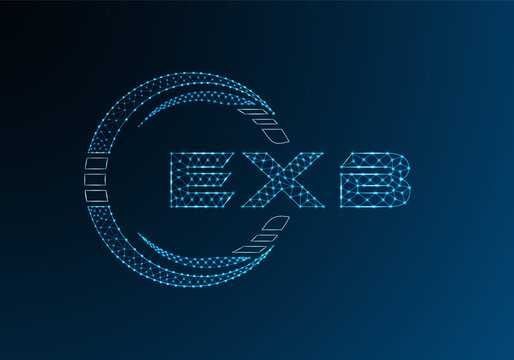 EXB low poly letter logo vector design. EXB lower poly logo design. Low poly logo.