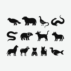 Explore a collection of simple animal line drawings with black outlines on a white background. Includes diverse species, wildlife icons, pets, marine life, and editable vector graphics.