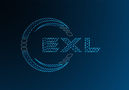 EXL low poly letter logo vector design. EXL lower poly logo design. Low poly logo.